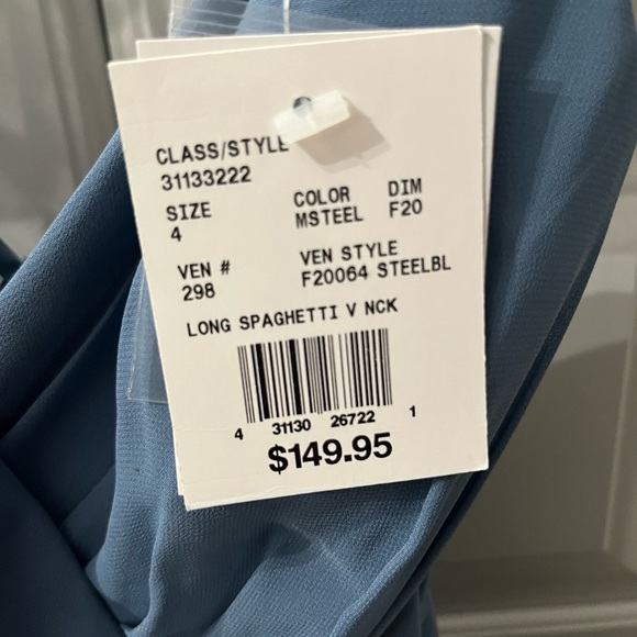 David’s bridal steel blue bridesmaid dress. NWT. Spaghetti strap full skirt. - Picture 6 of 7